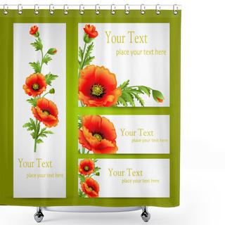 Personality   A Set Of Cards With Poppy Flowers Shower Curtains