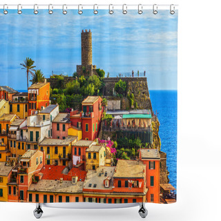 Personality  Vernazza Village And Tower Shower Curtains