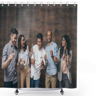 Personality  Young People Celebrating With Champagne  Shower Curtains