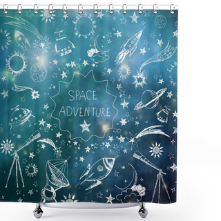 Personality  Sketchy Space Objects Shower Curtains