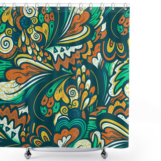 Personality  Colorful Seamless Pattern With Ornate Nature Elements. Shower Curtains