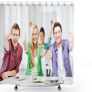 Personality  Students Showing Thumbs Up At School Shower Curtains