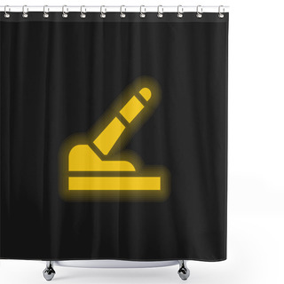 Personality  Brake Yellow Glowing Neon Icon Shower Curtains