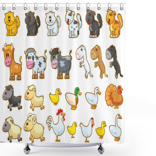 Personality  Big Set Of Domestic Animals. Shower Curtains