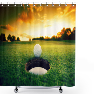 Personality  Golf Ball Near Hole Shower Curtains