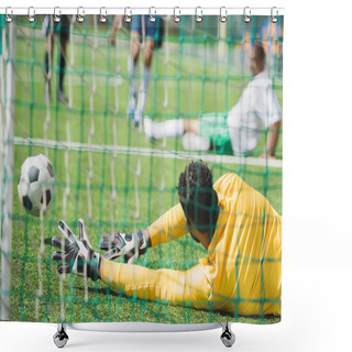 Personality  Goalkeeper Catching Ball Shower Curtains