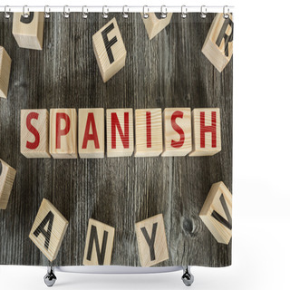 Personality  Wooden Blocks With The Text Shower Curtains