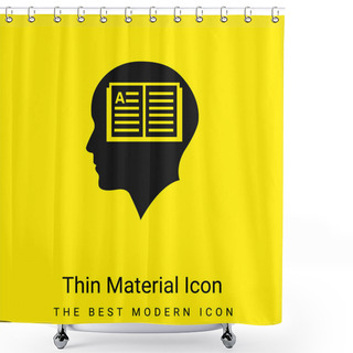 Personality  Bald Man Head With Opened Book Inside Minimal Bright Yellow Material Icon Shower Curtains