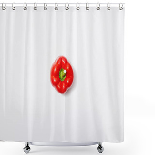 Personality  Top View Of Red Paprika On White Background Shower Curtains