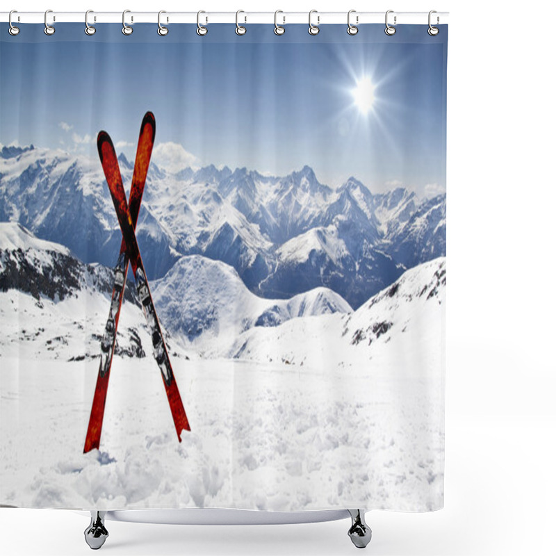Personality  Pair Of Cross Skis Shower Curtains