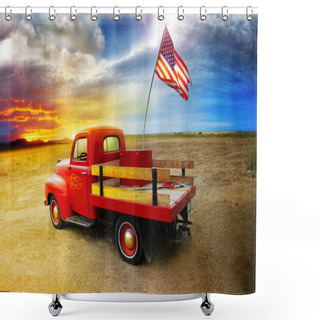 Personality  Red Truck Shower Curtains