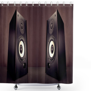 Personality  Two Energy Audio Speakers Shower Curtains