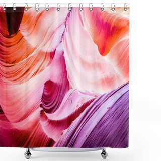 Personality  Beautiful Light And Shapes Of Colorful Sand Rock In Lower Antelope Canyon In HDR Style Shower Curtains