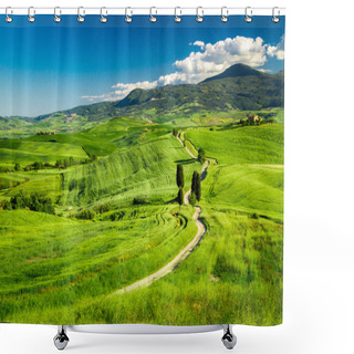 Personality  Rising Fog In The Valley At Sunset, Tuscany Shower Curtains
