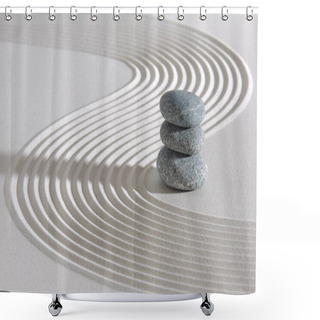 Personality  Japanese Zen Garden With Stone In Textured Sand Shower Curtains