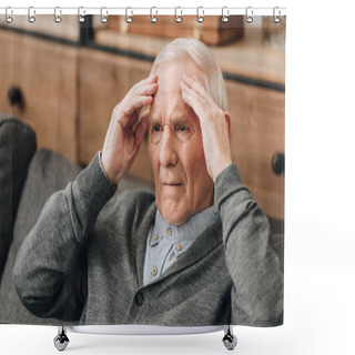 Personality  Retired Man With Grey Hair Having Headache  Shower Curtains
