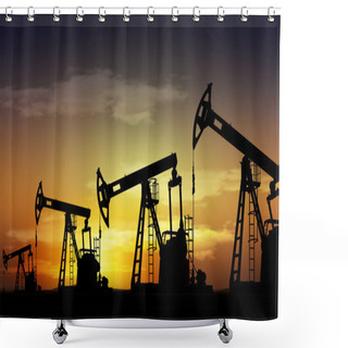 Personality  Oil Pump Jack Shower Curtains