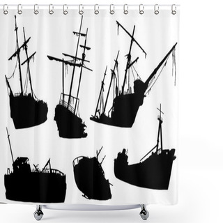 Personality  Shipwreck Silhouettes Shower Curtains