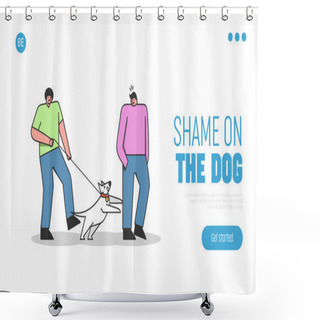 Personality  Dog Danger Landing Page. Angry Dog On Leash Attack Man During Walk With Owner Shower Curtains