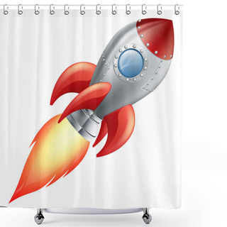 Personality  Cartoon Rocket Space Ship Shower Curtains
