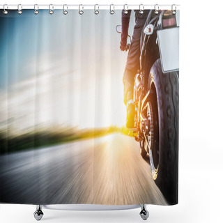 Personality  Motorbike On The Road Riding Shower Curtains