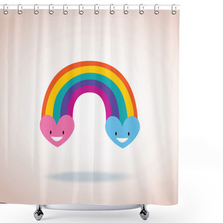 Personality  Rainbow Hearts Shower Curtains