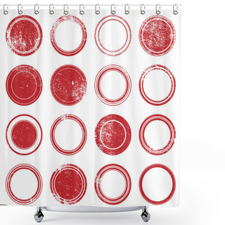 Personality  Red Ronded Grunge Stamp Shower Curtains