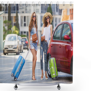 Personality  Summer Vacation To Beautiful Women Travelling By Car Shower Curtains