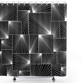 Personality  Seamless Vector Abstract Pattern With Striped Squares. White Lines On A Black Background Shower Curtains
