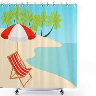Personality  Beach Chairs On The Tropical Sand Beach. Vector Illustration Shower Curtains
