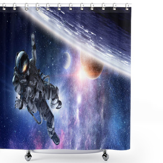 Personality  Astronaut On Space Mission Shower Curtains