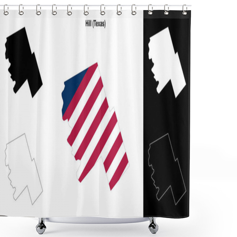 Personality  Hill County (Texas) Outline Map Set Shower Curtains