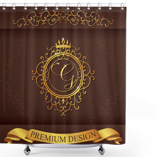 Personality  Letter G. Luxury Logo Template Flourishes Calligraphic Elegant Ornament Lines. Business Sign, Identity For Restaurant, Royalty, Boutique, Hotel, Heraldic, Jewelry, Fashion, Vector Illustration Shower Curtains