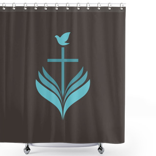 Personality  Dove On Cross And Bible Shower Curtains