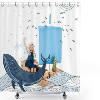 Personality  Child Playing With Boat Shower Curtains