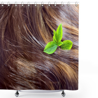 Personality  Hair Care Concept: Beautiful Shiny Hair With Highlights And Gree Shower Curtains