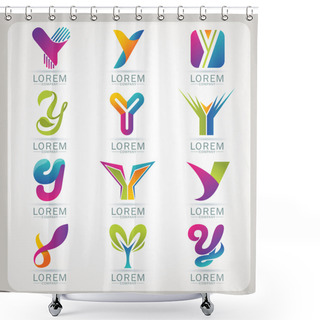 Personality  Logo Letter Element And Abstract Web Icon Shower Curtains