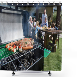 Personality  Meat And Vegetables Cooking On Grill Shower Curtains