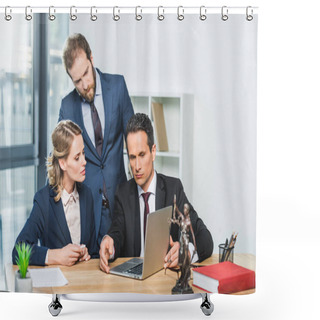 Personality  Lawyers With Laptop In Office Shower Curtains