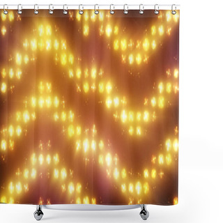 Personality  Colorful Flashing Of Multicolored Spotlights Of Light Bulbs In Texture From Bottom To Top With Smoke. 3d Illustration Shower Curtains