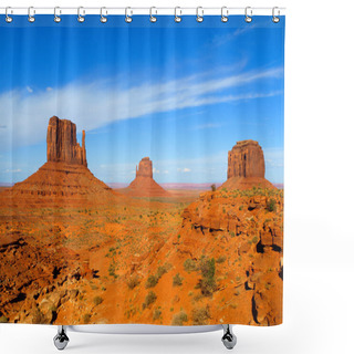 Personality  Three Buttes Of Monument Valley Shower Curtains