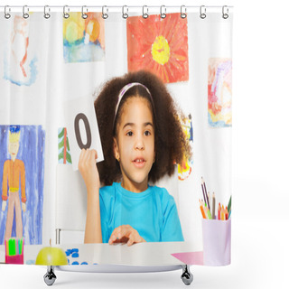 Personality  African Girl Holds Flashcard With Zero Shower Curtains