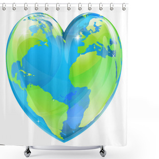 Personality  Heart World Globe Concept Shower Curtains