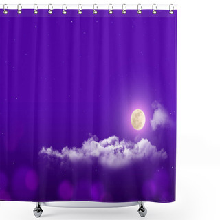 Personality  Mystical Night Sky Background With Full Moon, Clouds And Stars. Moonlight Night With Copy Space Sun Risk Time. Shower Curtains