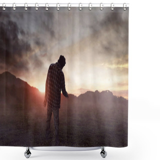 Personality  Scary Zombie Man Walking Shower Curtains