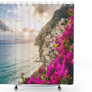 Personality  Town Of Positano In Bloom Shower Curtains