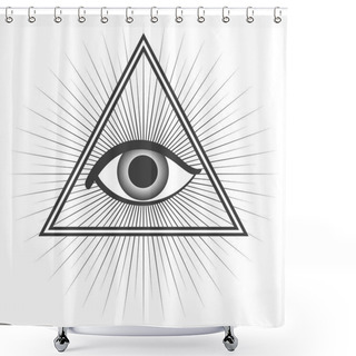Personality  Freemason Symbol Isolated On White Shower Curtains