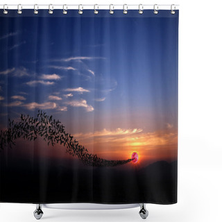 Personality  Bats, Full Moon And Mountains Shower Curtains