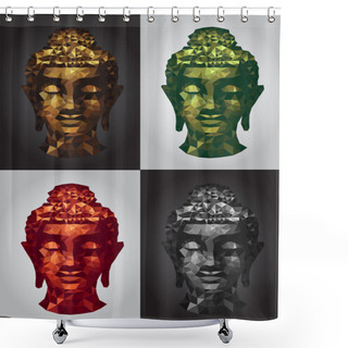 Personality  Abstract Tradition Head Buddha Polygon Set Shower Curtains