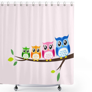 Personality  Owl Family Greeting Shower Curtains